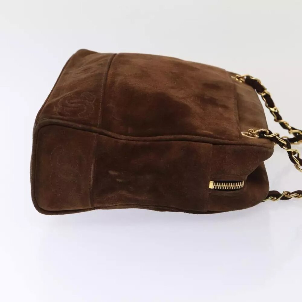 CHANEL Tote Bag Suede Brown Gold CC Auth ep5443 - Picture 6 of 16